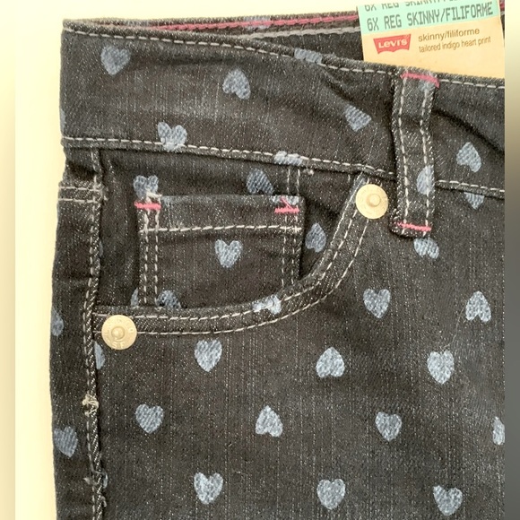 Levi's Girl's Jeans, Size 6X Reg, Polka Hearts, Adjustable Waist, NEW WITH TAGS! - Picture 1 of 7